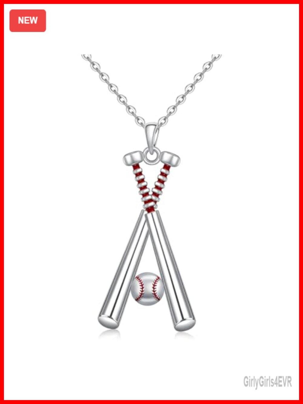 Baseball Necklace Sterling Silver Cross Softball Pendant Jewelry Gift